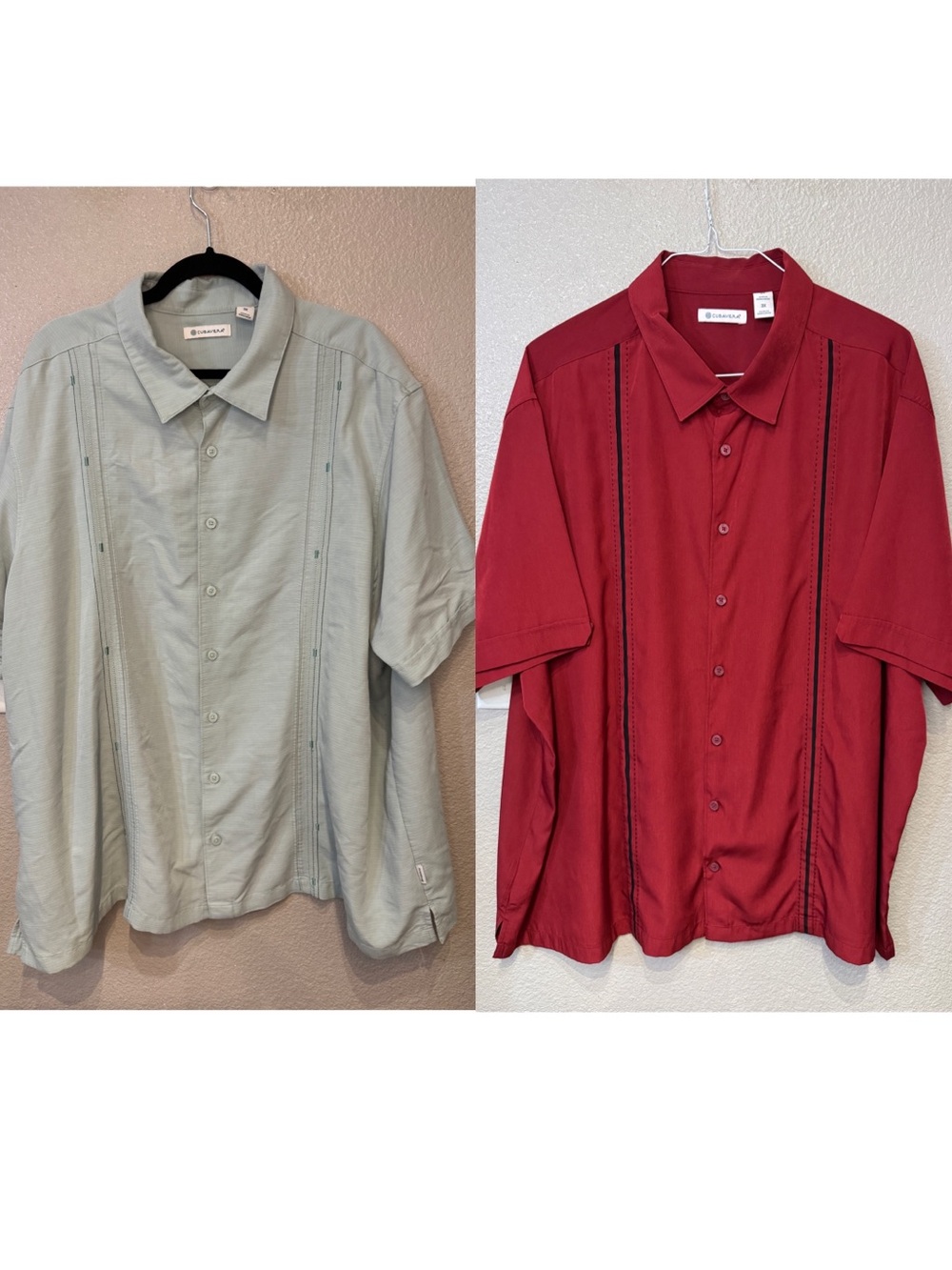 Cubavera Men’s 3X Shirt Bundle Red Blue Guayabera Button Down 2 Pack